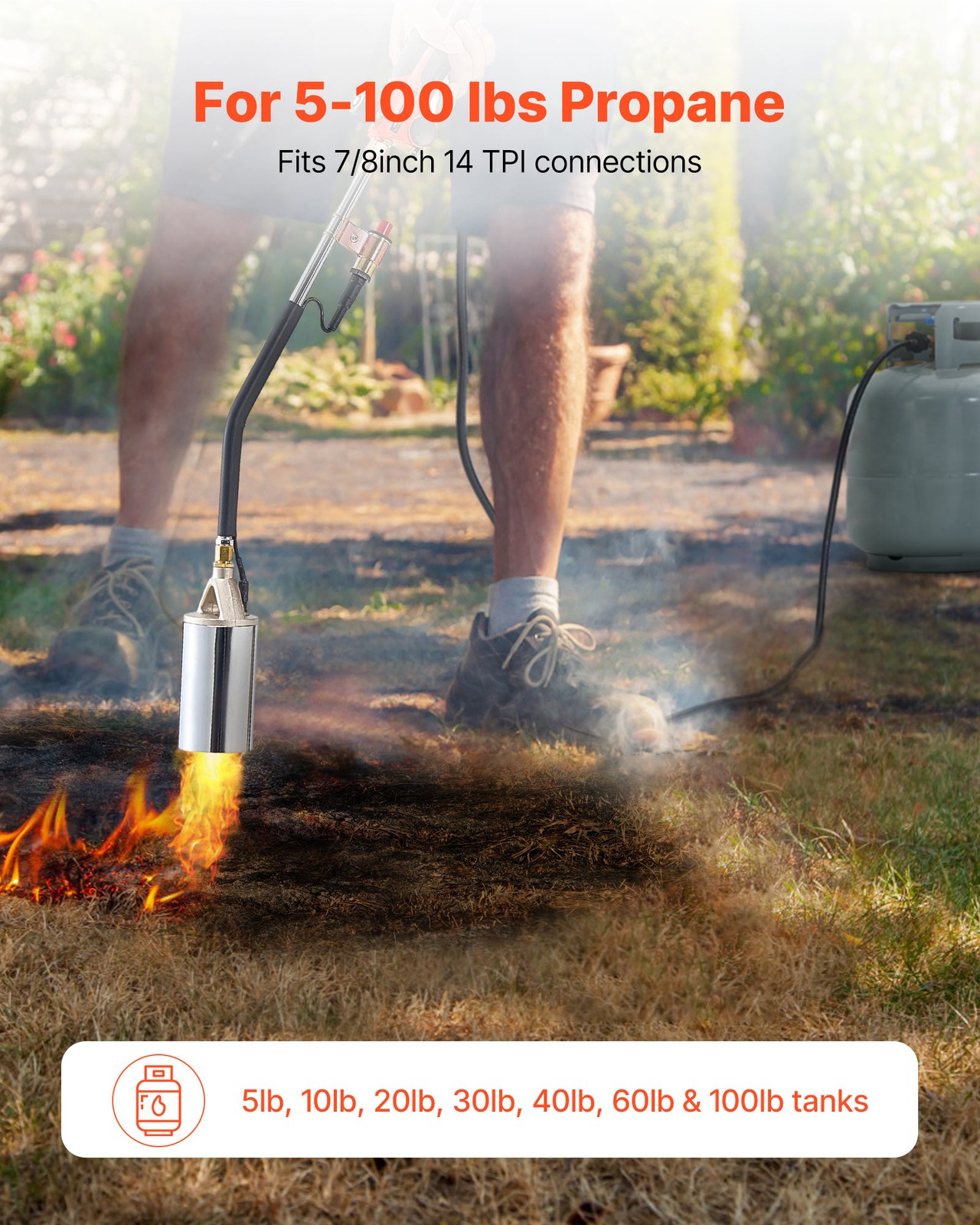 VEVOR Propane Weed Torch Burner Ice Snow Melter 1800000 BTU 10 ft Hose Portable