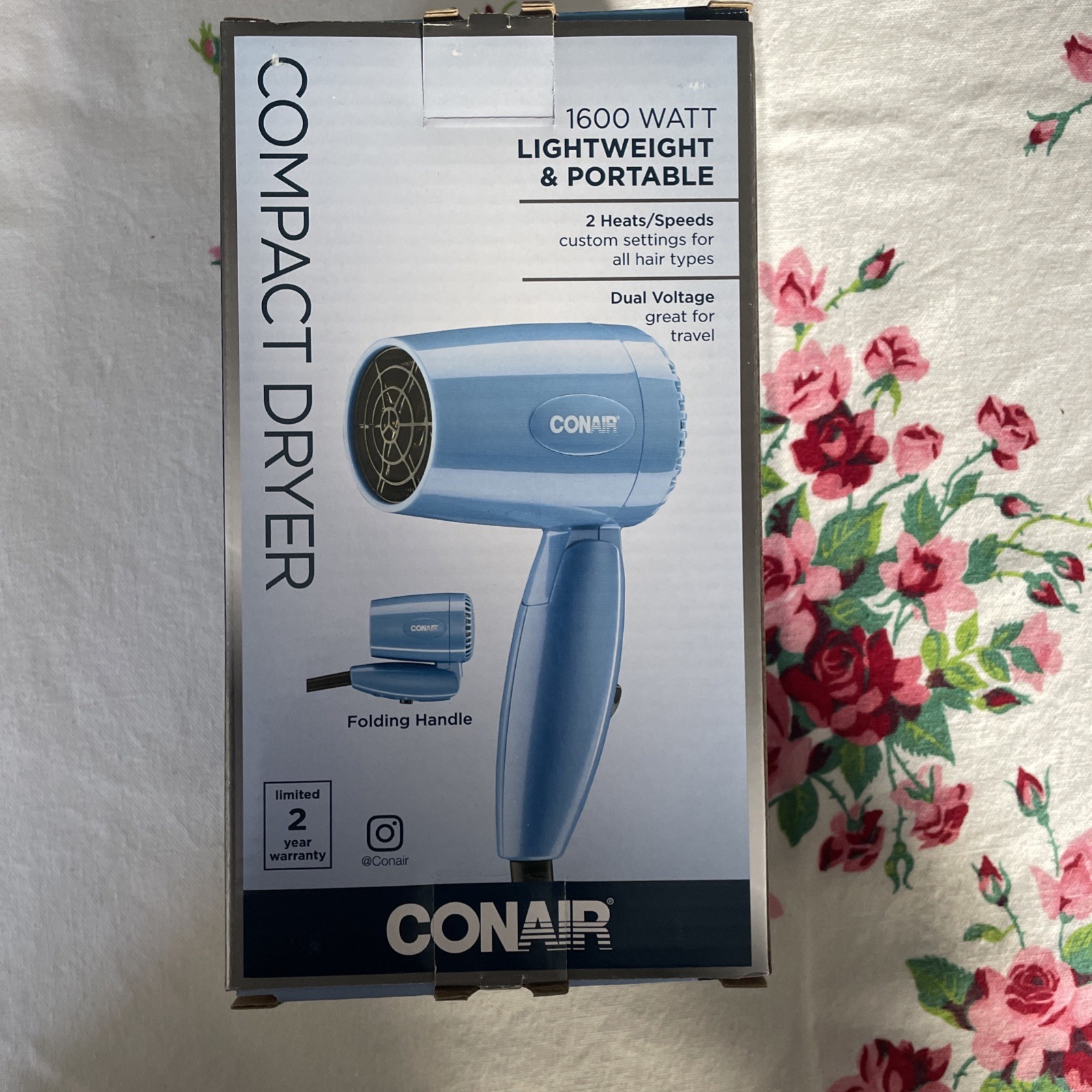 Conair Compact Hair Dryer 1600 Watt Dual Voltage Air BNB Travel Size Guest Bath