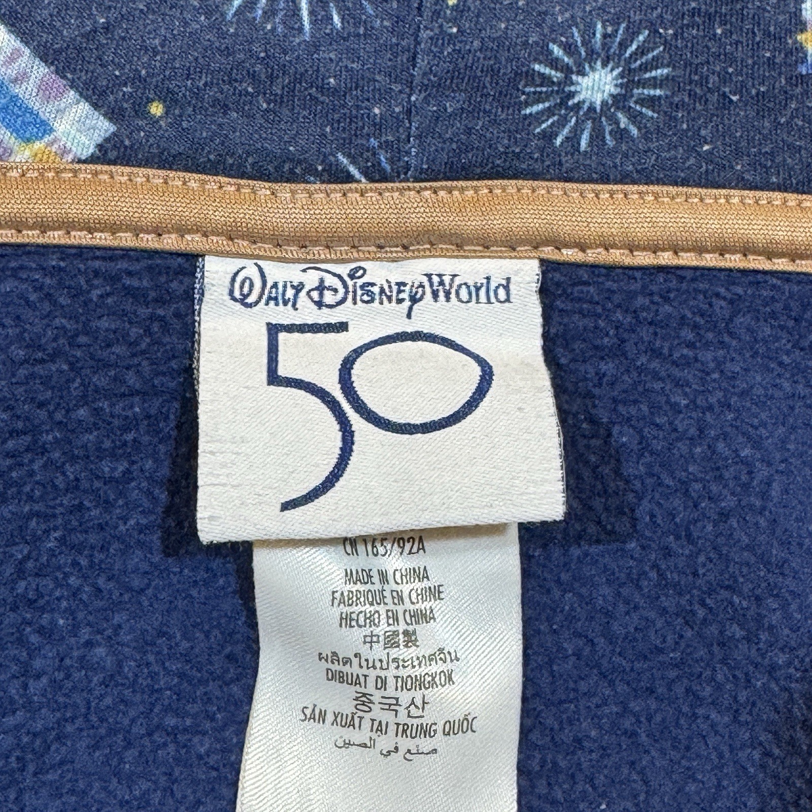 Walt Disney World 50th Anniversary Full Zip Up Hooded Hoodie Sweatshirt Blue Med
