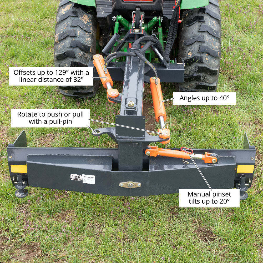 Titan Attachments 3 Point Hydraulic 6-Way 93" Rear Blade, Fits Cat 1 & 2 Tractor