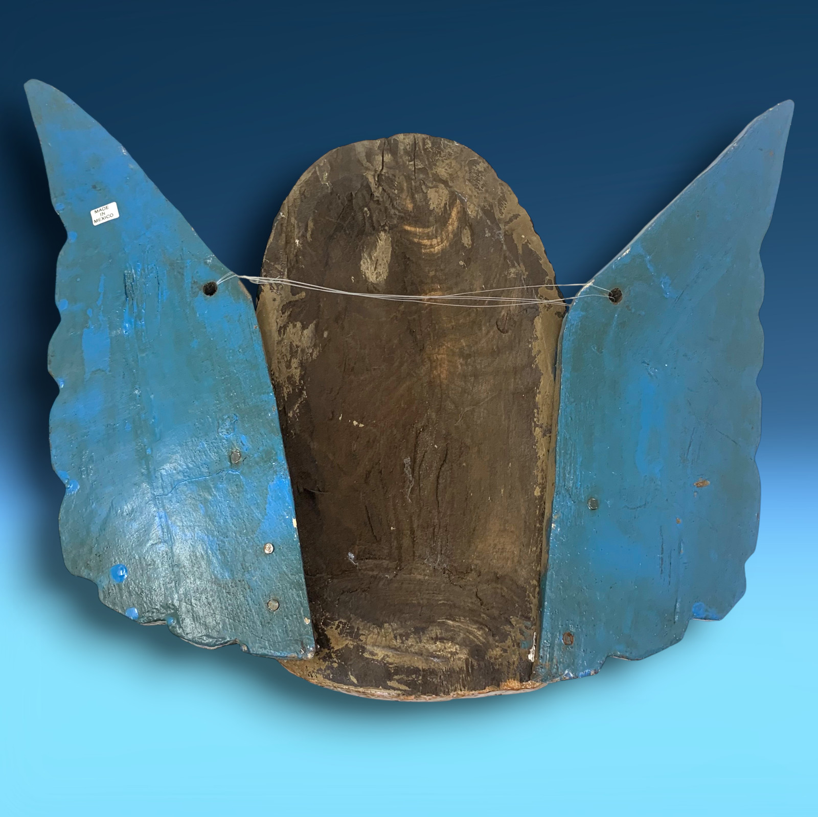 Vtg Mexico Guerrero Carved Wooden Winged Angel Cherub Folk Art Wall Primitive