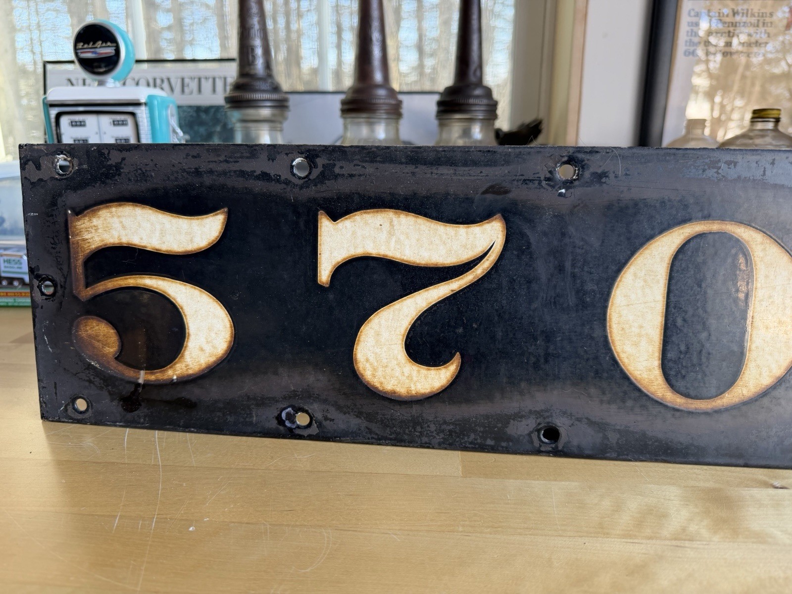 Original Porcelain New York Train Car Number Sign 5702