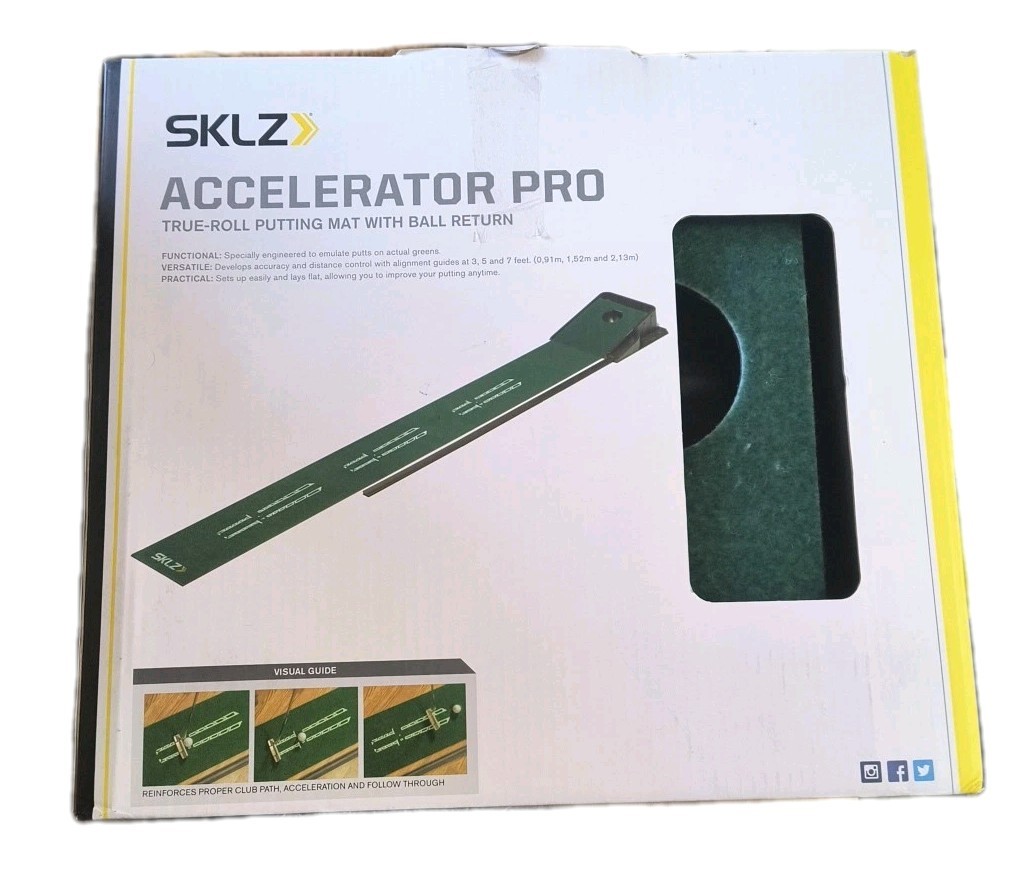 SKLZ Accelerator Pro Golf Putting Green Mat With Auto Ball Return & Visual Guide
