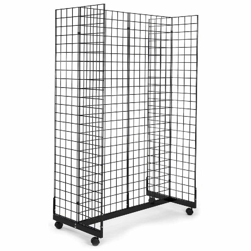 Display Grid Rack 4 Panel Rolling Retail Wall Store Craft Show Art Casters Stand