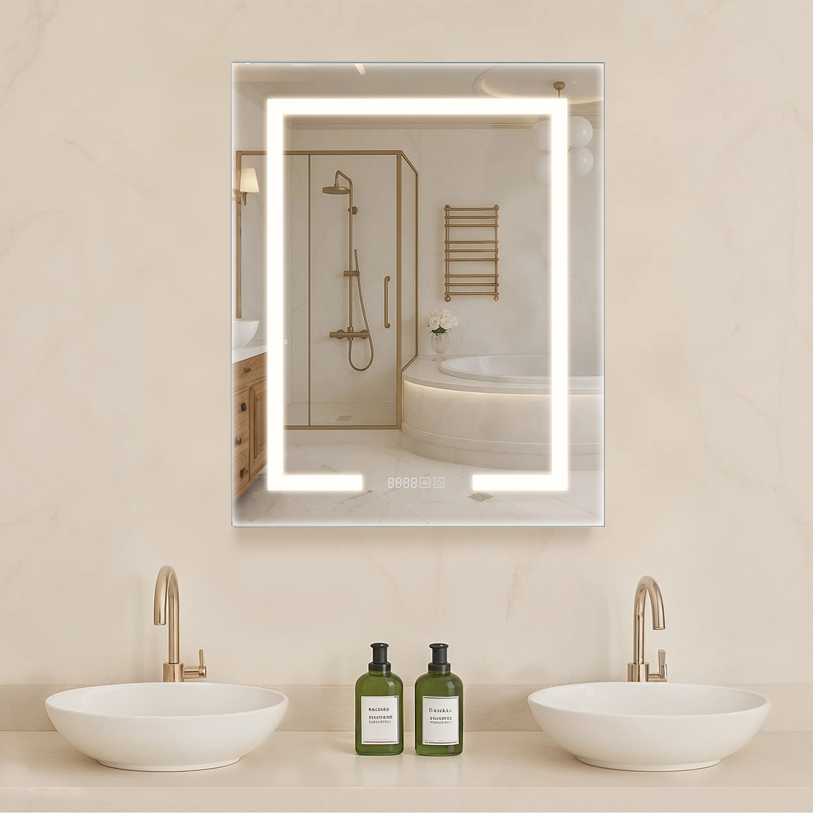 VEVOR Lighted Medicine Cabinet with HD Mirror 24 x 30 in Recessed or Wall Mount