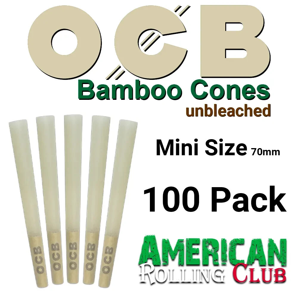 OCB Bamboo Mini Cones 70mm~ 100 Pack ~ Crush Prof Box