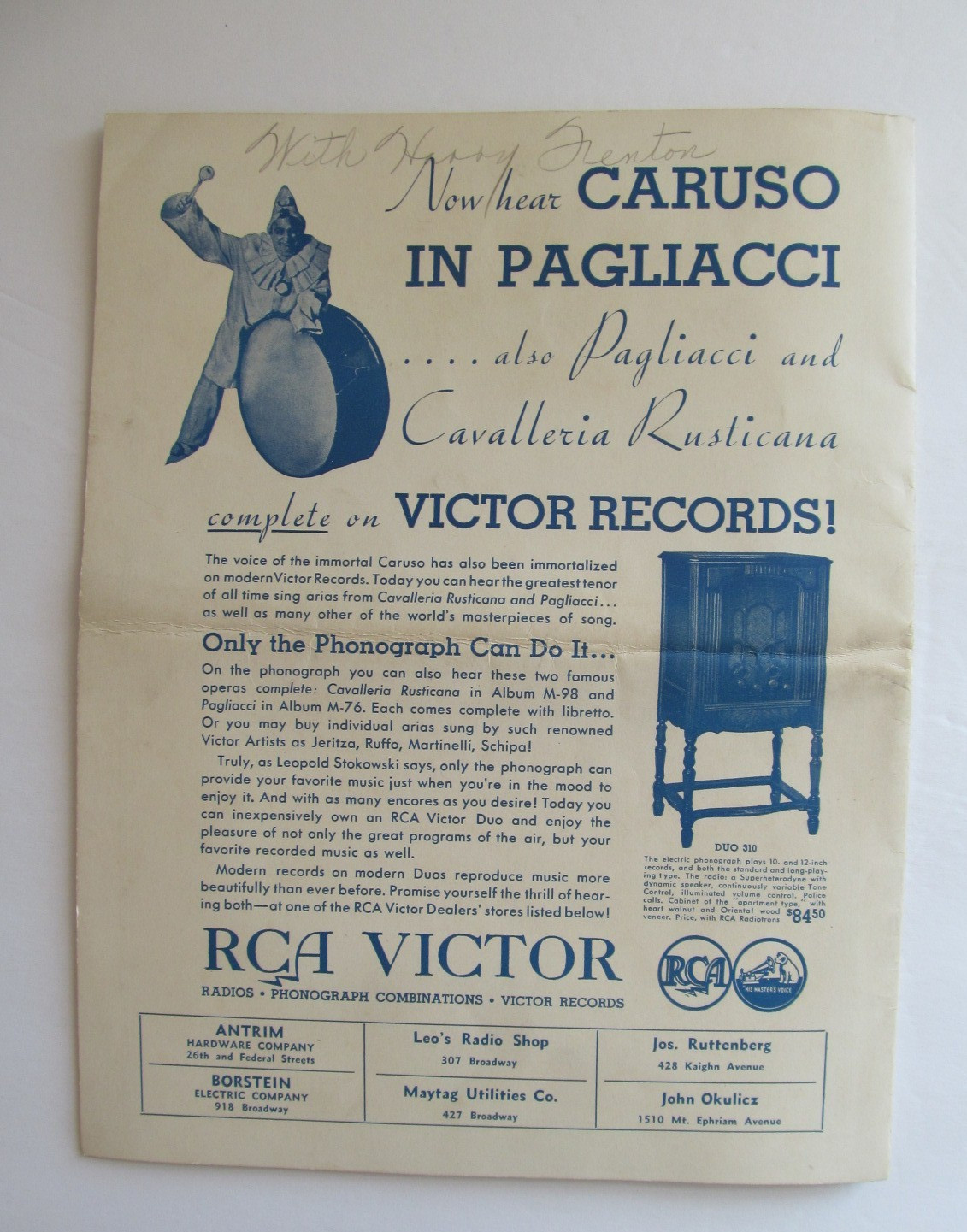 National American Opera Co. - Program - Camden NJ - 1934 - Cav/Pag