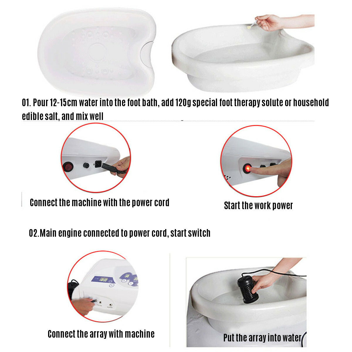 Portable Ionic Detox Foot Bath Spa Machine Kit Ion Aqua Cleanse With Hand Belt