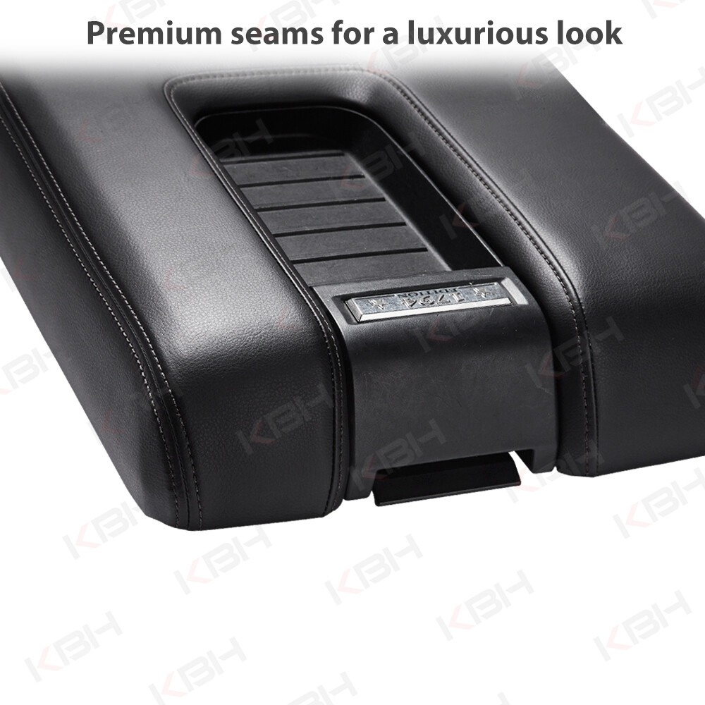 Fits 2014-2021 Toyota Tundra Center Console Lid Armrest Leather Cover Trim Black