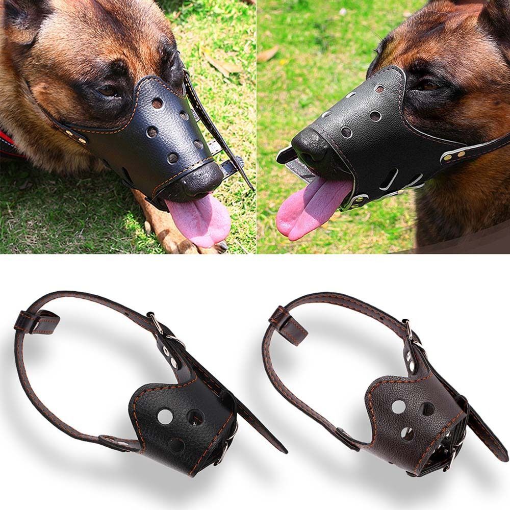 Soft Leather Muzzle for Dogs Anti-Biting Secure Adjustable and Breathable Muzzle