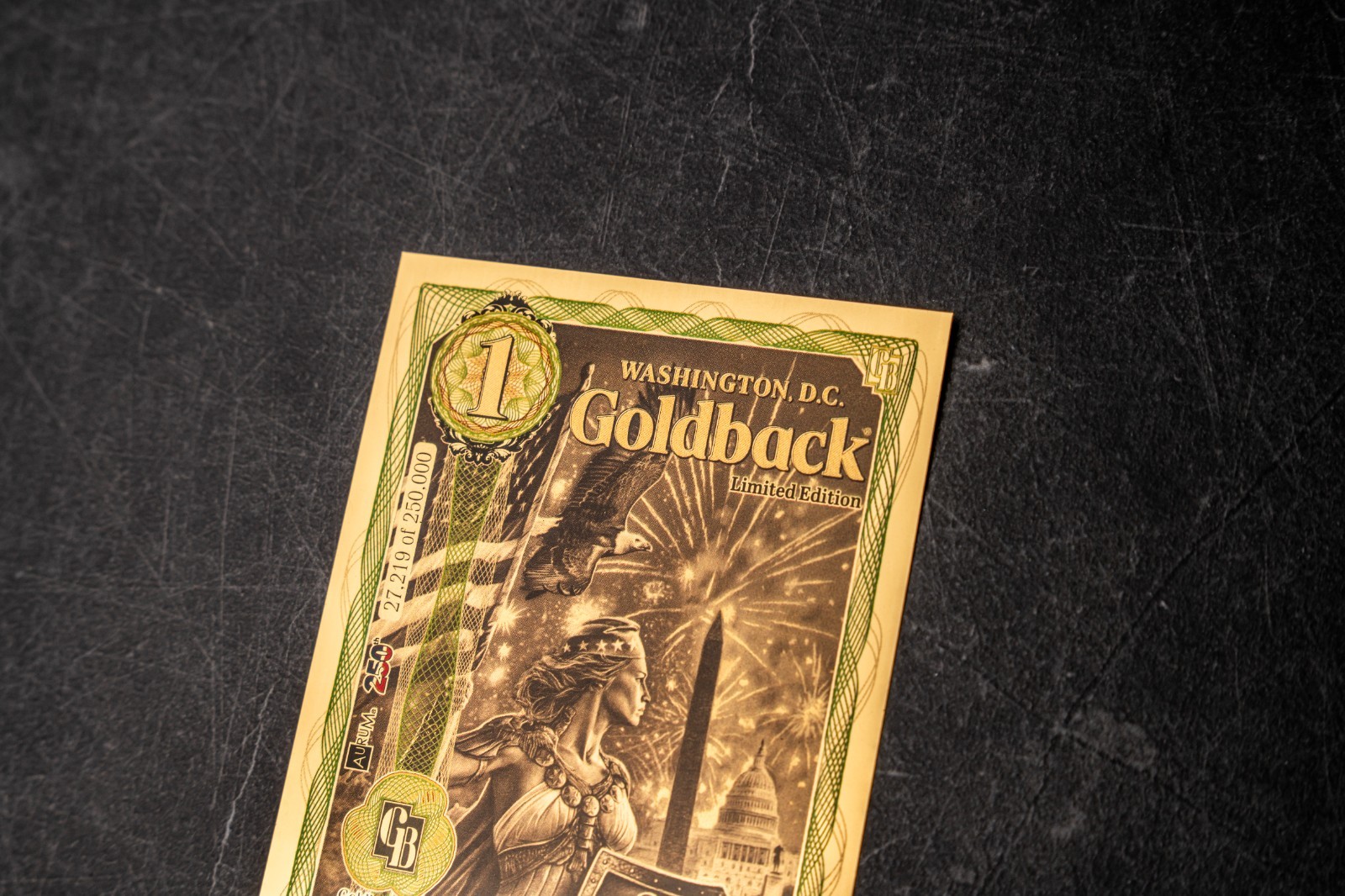 3X 1 WASHINGTON DC Goldback Aurum Gold Foil Note 1/1000 oz 24kt .999 Fine GOLD