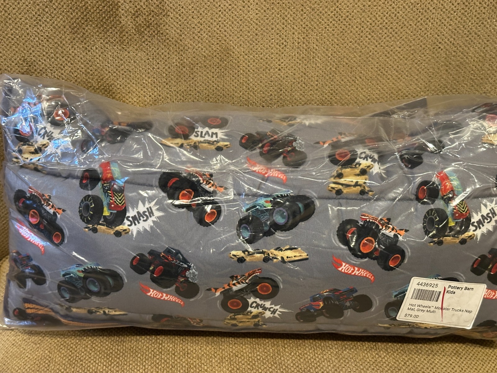 Pottery Barn Kids Hot Wheels Monster Truck Nap Mat Sleeping Bag NEW w/tags