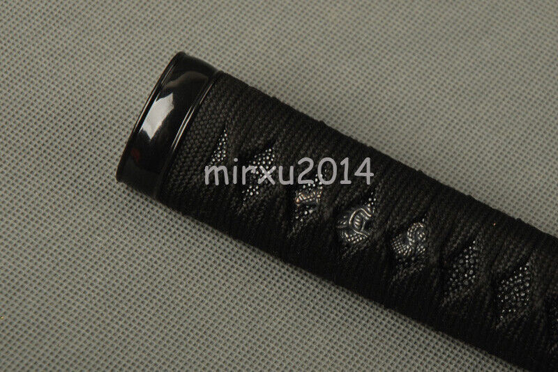 Black Synthetic Silk Ito Real Rayskin Tsuka Handle For Japanese Samurai Katana