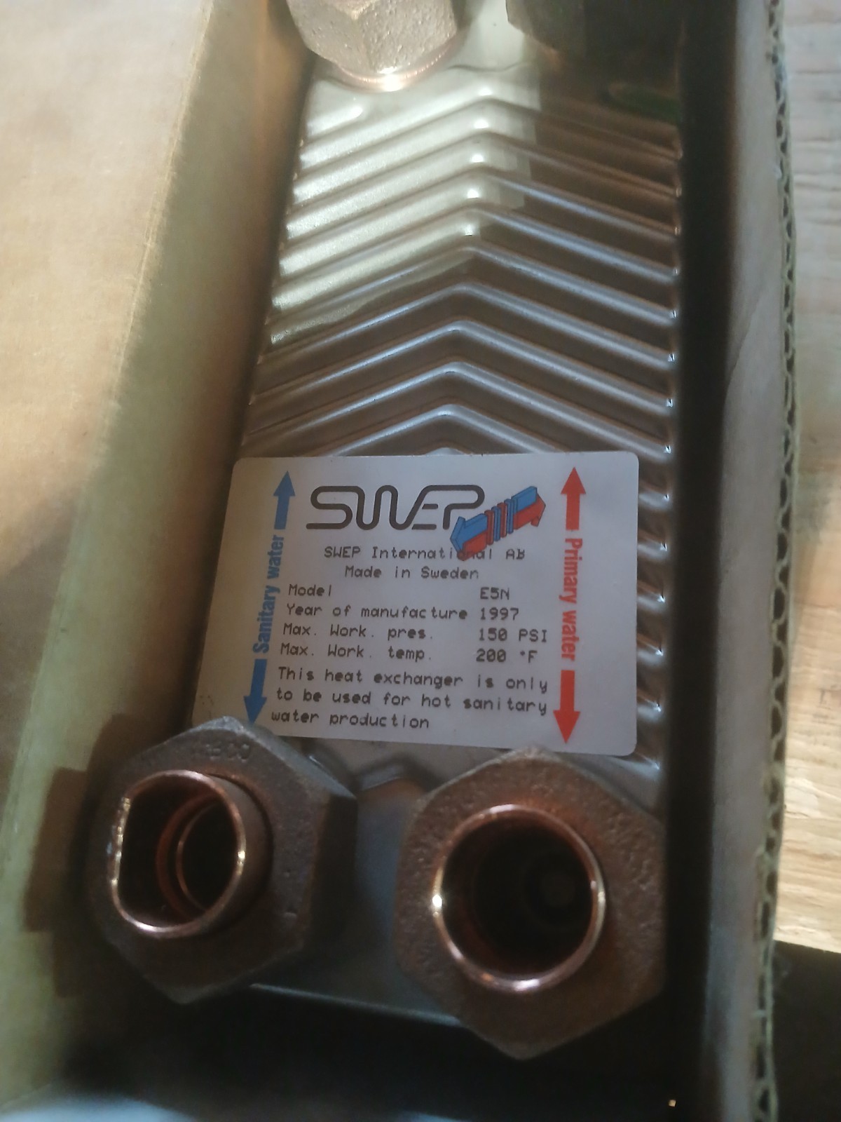 New Swep E5N heat exchanger for combi boiler, brazed plate Lennox 36N31