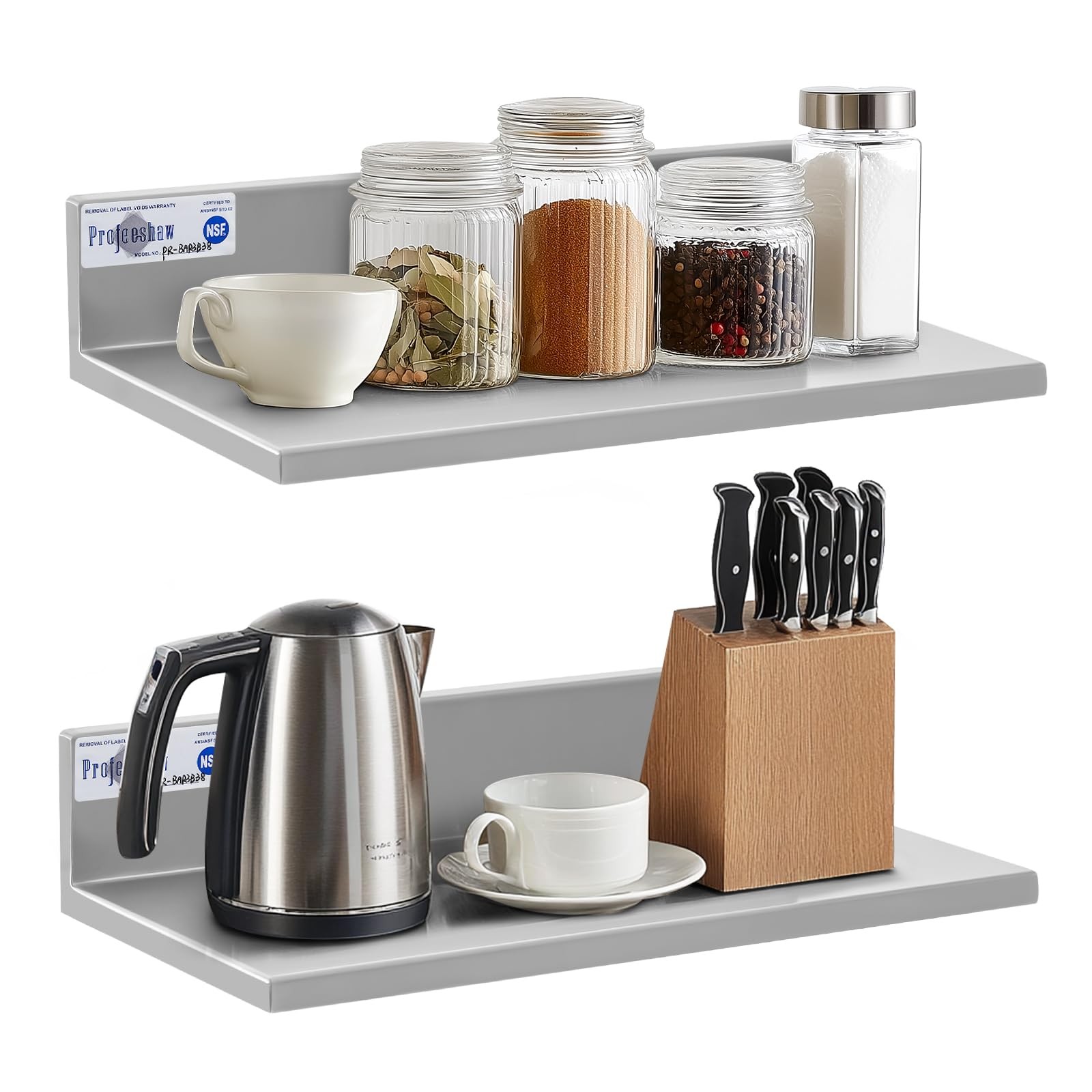 Stainless Steel Shelf Wall Mounted Commercial Stainless Steel Shelves 8.6 * 16 I