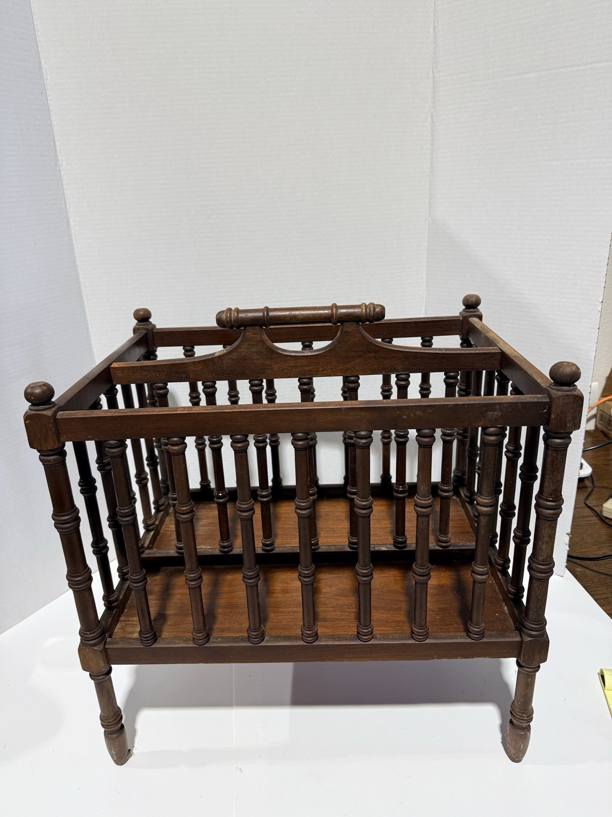 Solid Walnut Victorian Magazine Rack / Magazine Stand