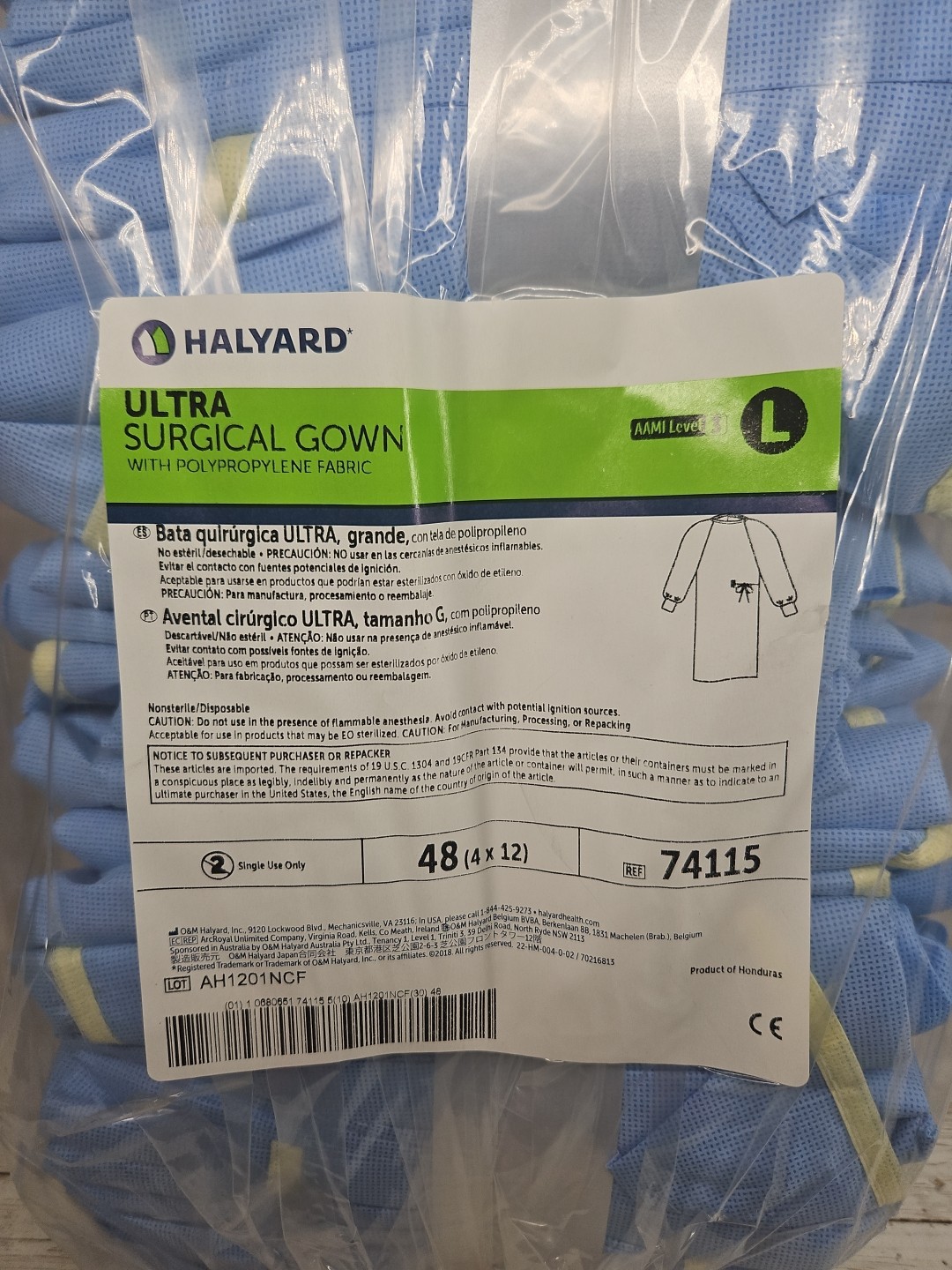 Halyard Surgical Gown Ultra With Polypropylene Fabric Size: LARGE *48-Pieces*