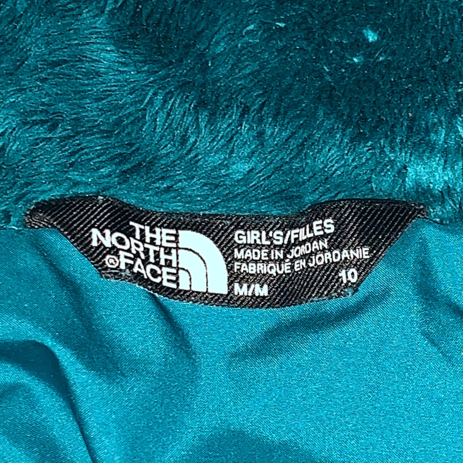 The North Face Hoodie Jacket Girls M 10 Teal Green Sherpa Fleece Full-Zip Mashup