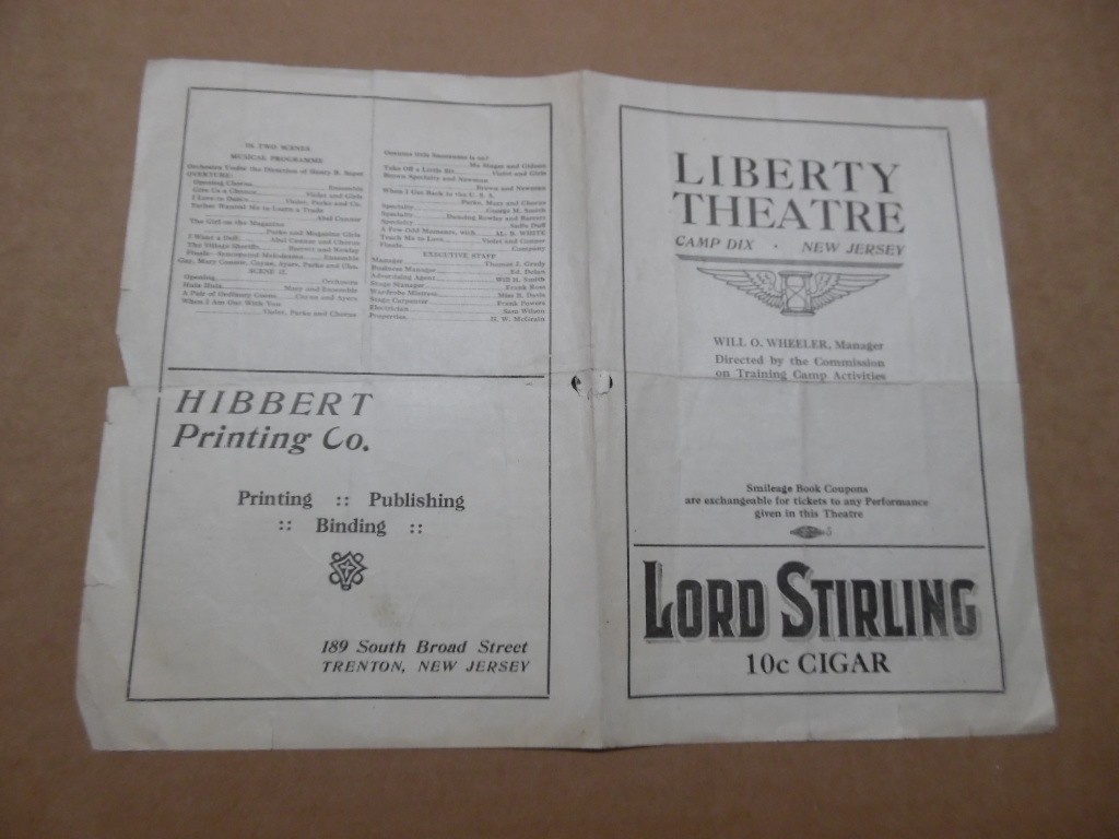1918 Camp Dix Liberty Theatre Program Sergeant Irving Berlin's Stop Look Listen