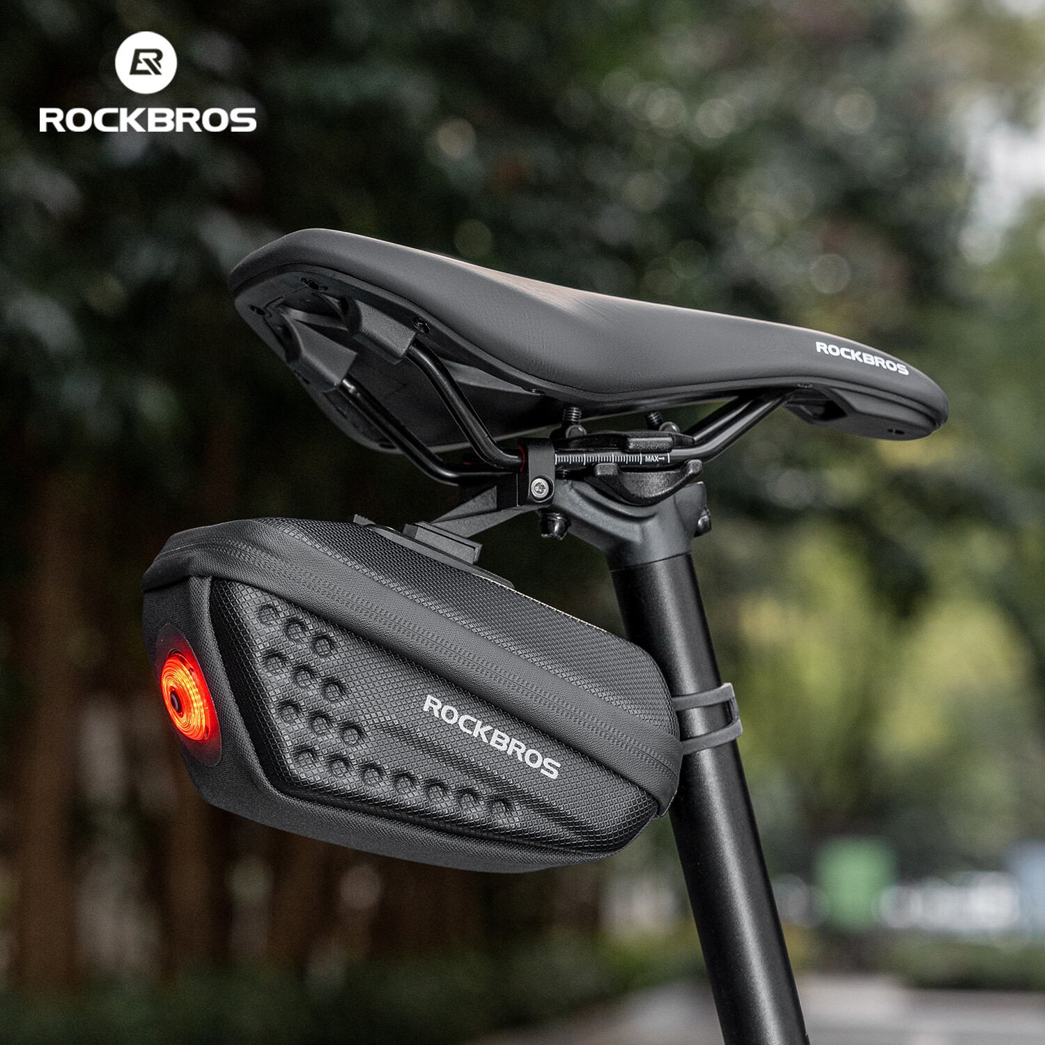 ROCKBROS Bicycle Rear Seat Saddle Bag Waterpoof Cycling Seat Bag With Taillight