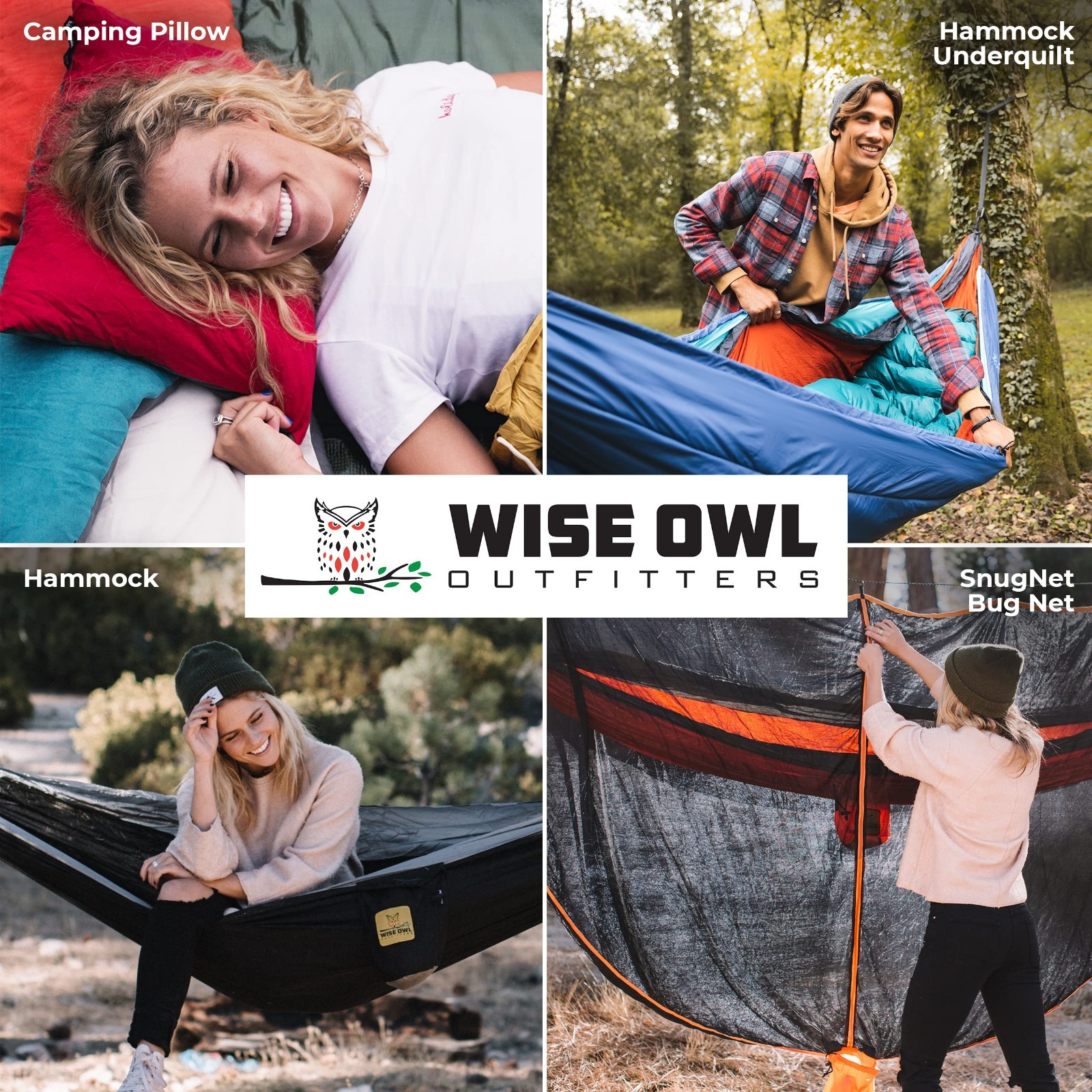 Wise Owl Outfitters Double Camping Hammock Black/Gray WOL-SPO-DBLHMK-BLKGRY