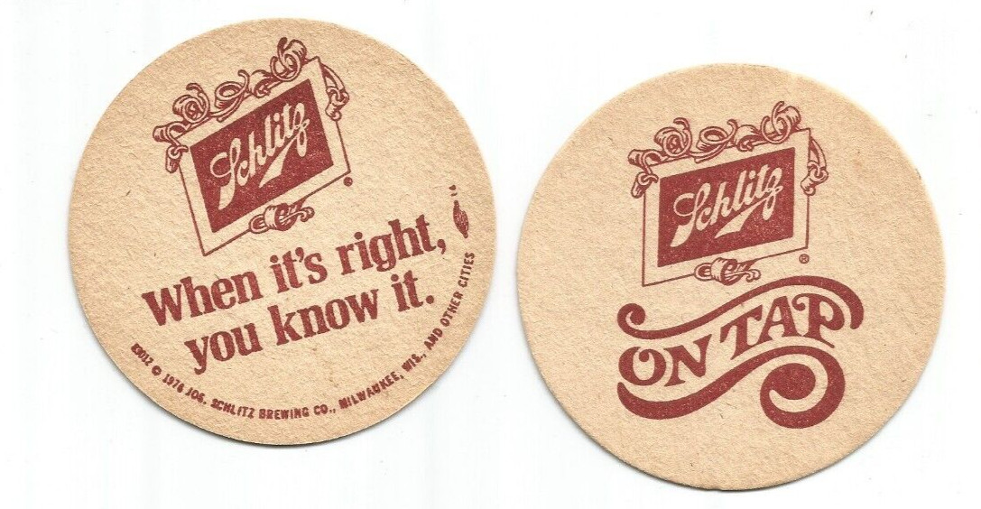 Lot of 5 1970's Schlitz Beer casters "On Tap" When it's right..you know it" 115B