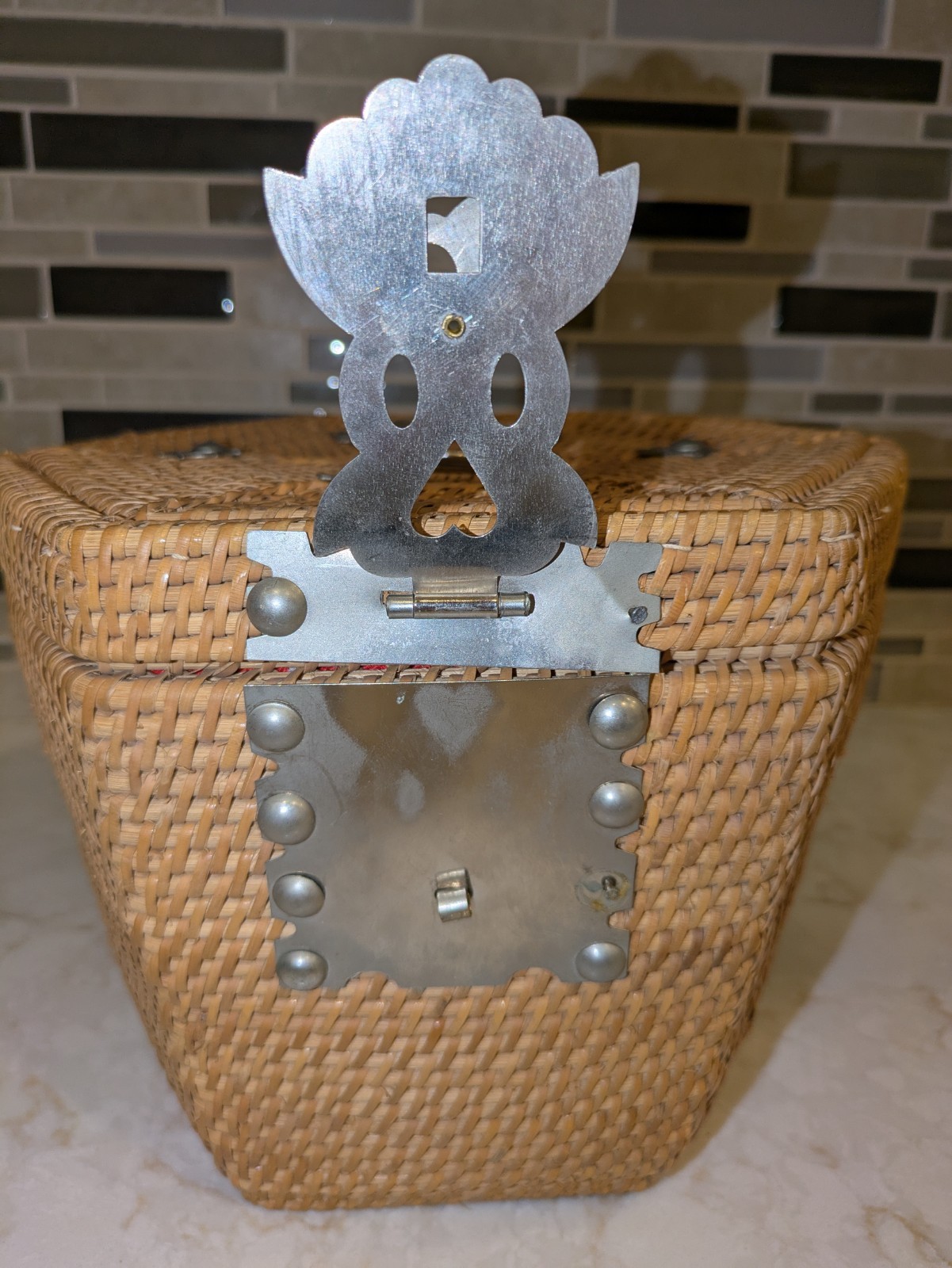 Vintage Chinese Wicker Basket for Tea