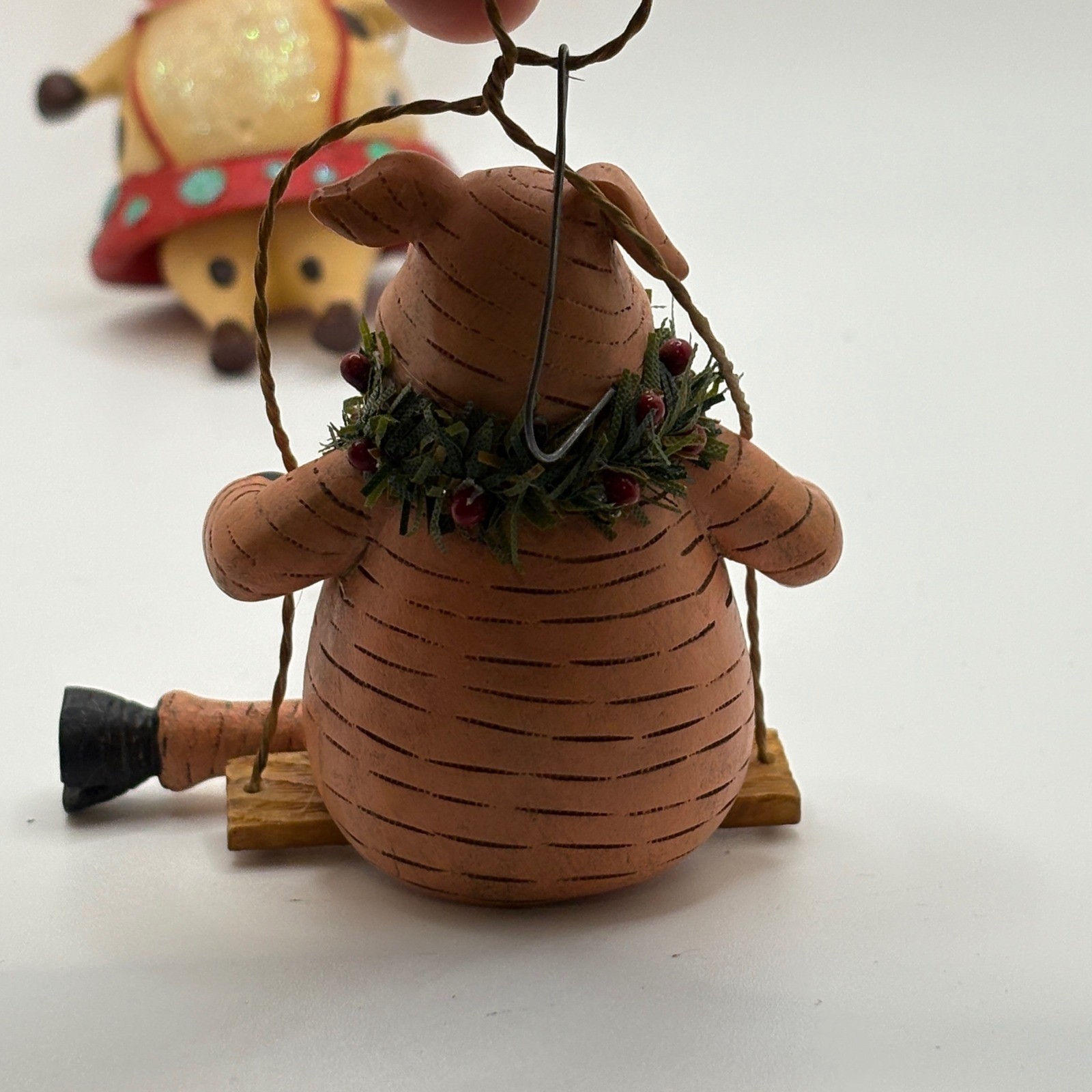 Charming Pig Ornaments Set of 2 Whimsical Holiday Decorations