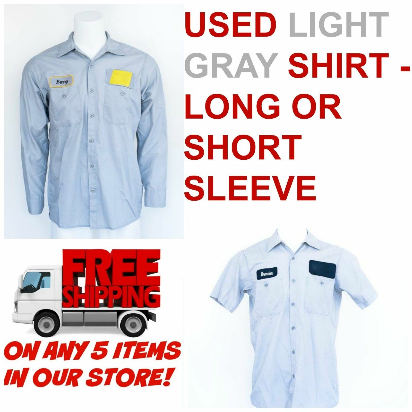 Used Work Shirts Cintas, Redkap, Unifirst, G&K Light Gray