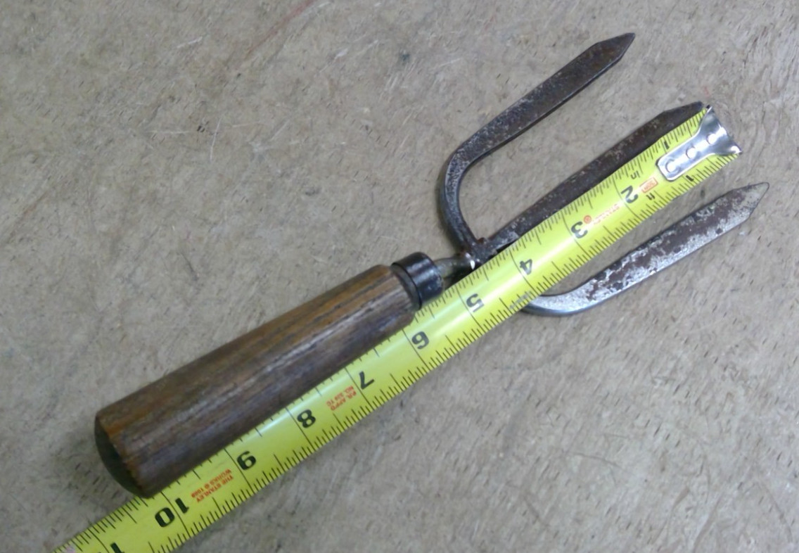 Vintage Hand Cultivator Fork Garden Tool Wood Handle 3 Prong