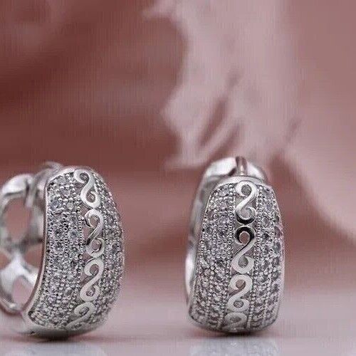 2 Ct Round Cut Simulated Diamond Gorgeous Hoop Earrings In 14k White Gold Plated