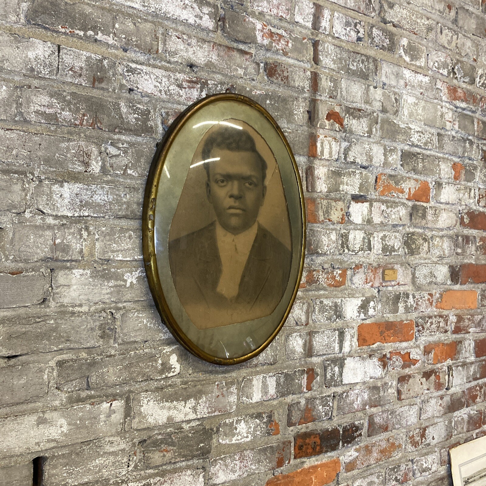 Late 19th, Early 20th Photo/Print African American Man / Bubble Convex Glass,