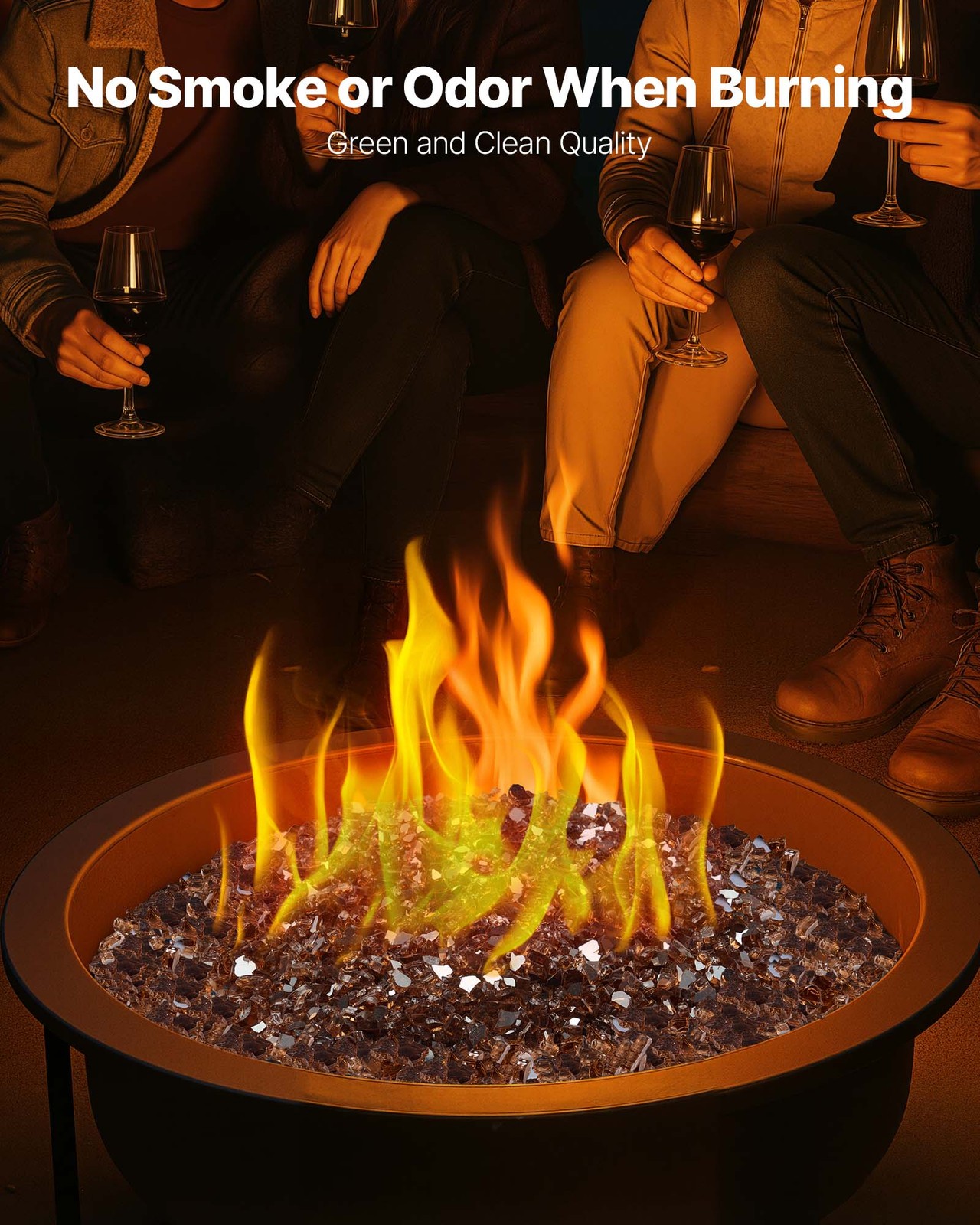 VEVOR 10 LBS Fire Glass 1/4-Inch Fireplace Glass Rocks for Fire Pit Table Copper