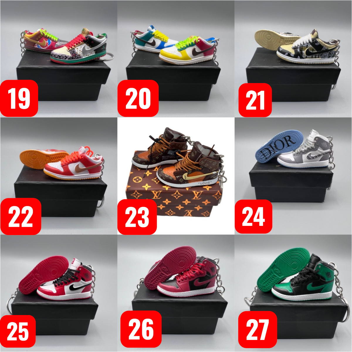 45 Mix Variety Styles Sneaker Keychain Mini Shoe Keychain With Box