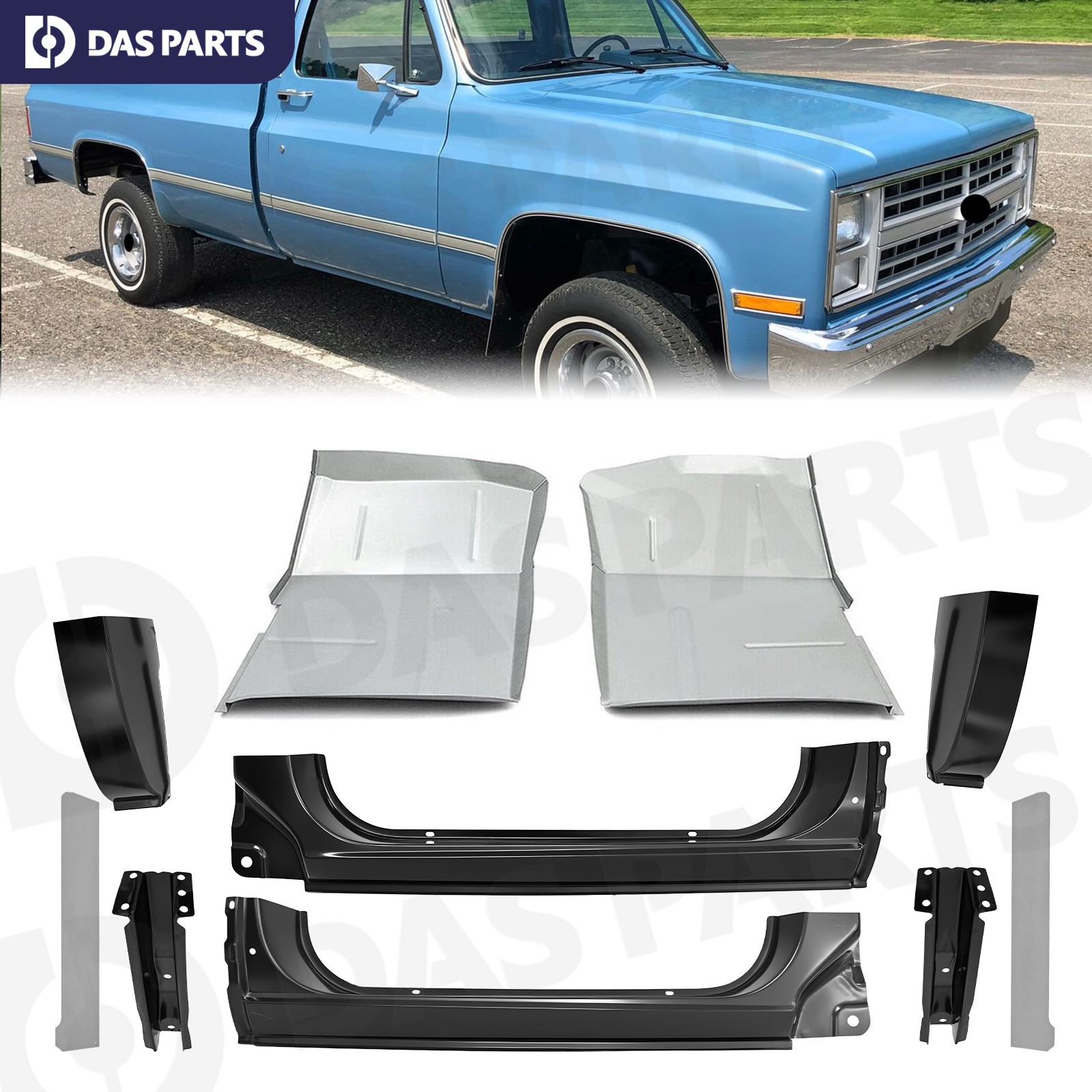For 73-87 Chevy & GMC C/K Pickup Rocker Panel Cab Corner & Floor Pan & Supports