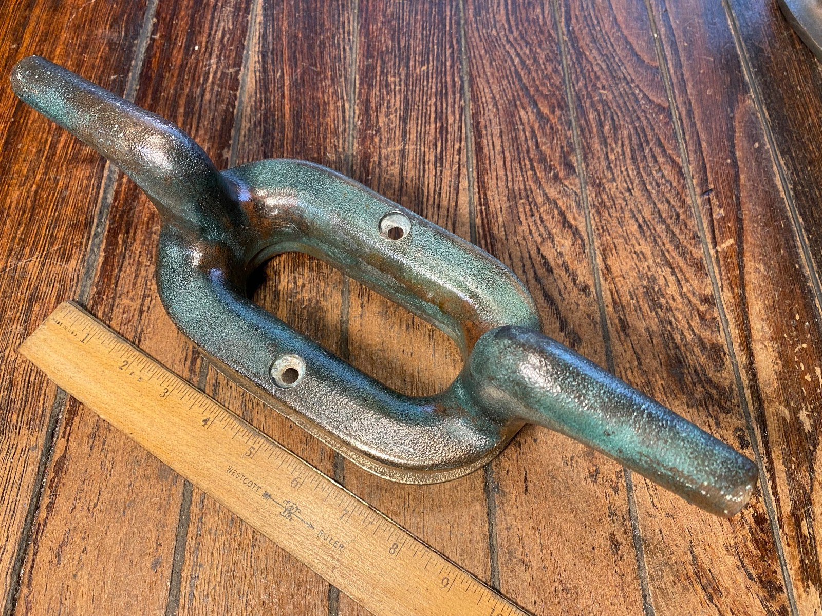 VINTAGE CAST BRONZE COMBINATION CLEAT/HAWSE HOLE 12" LONG  (2 avail)