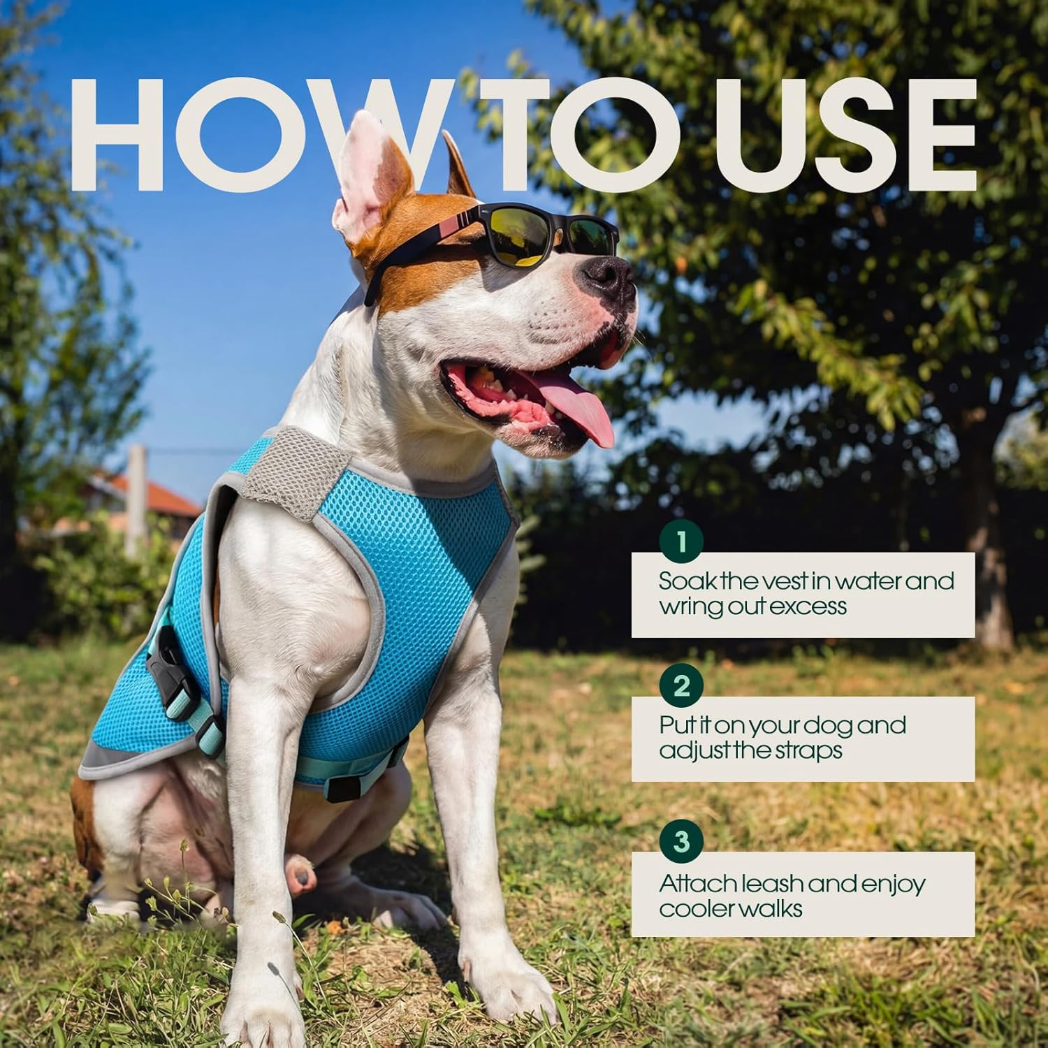 Kuoser Dog Cooling Vest for Summer, Lightweight Dog Cooling Harness Shirt with B