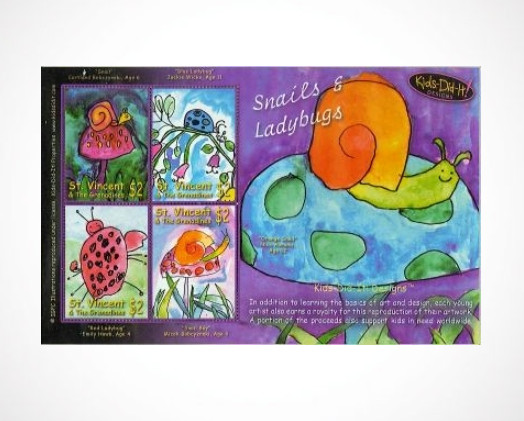 St. Vincent 2006 - SC# 3497 Kids Drawings, Snails, Bug - Sheet of 4 Stamps - MNH