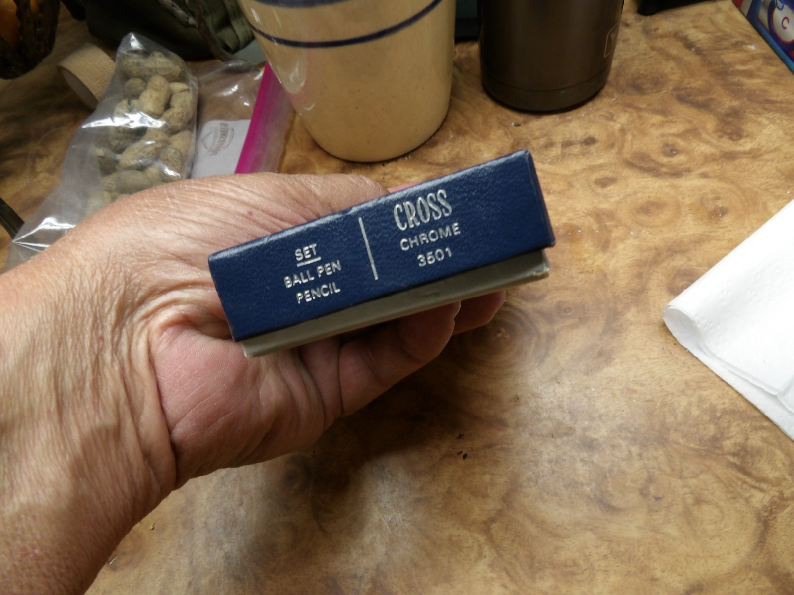 Vintage Cross 3501 Chrome Silver Tone Ball Pen and Pencil Set In Box Slim NOS