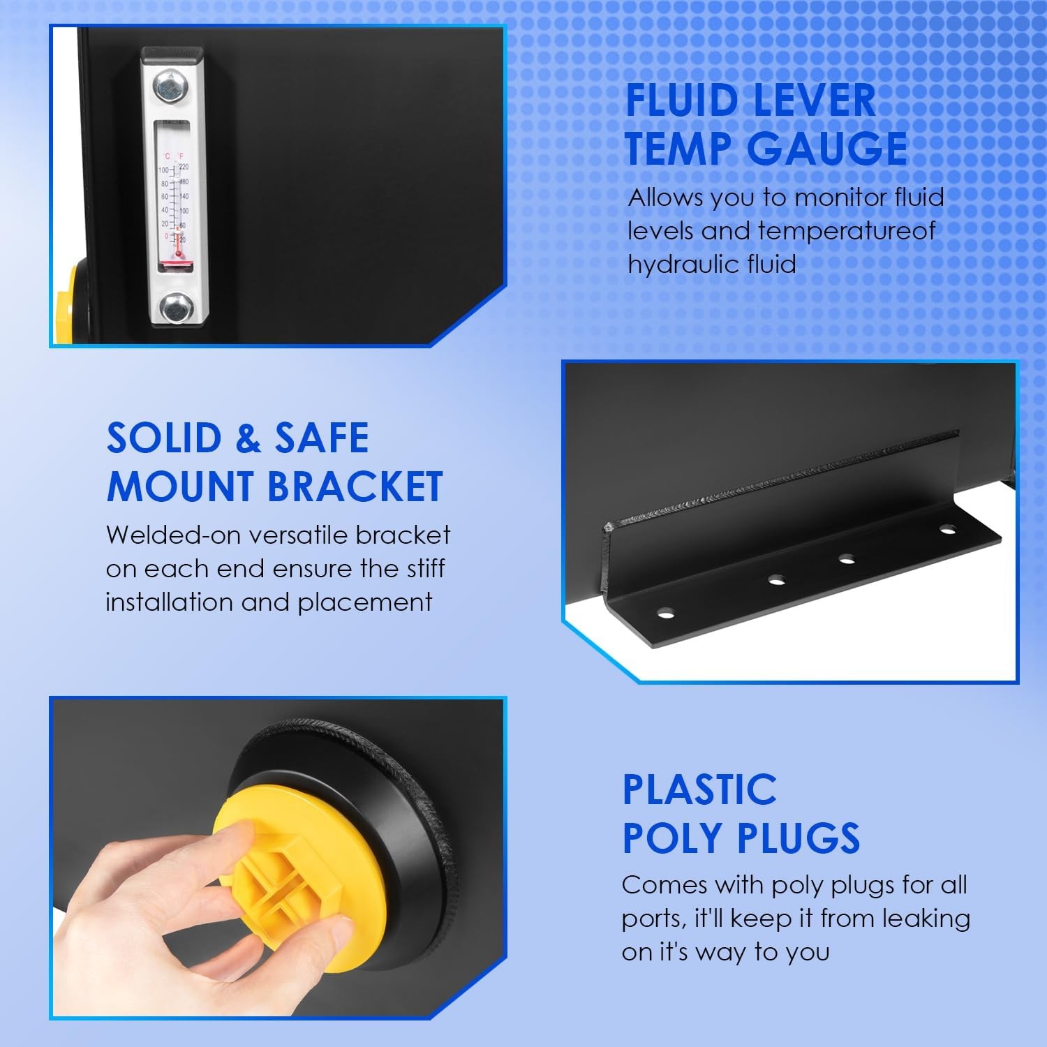 7-Gallon Hydraulic Fluid Reservoir Tank 14 Gauge Steel Oil Tank for Vehicles