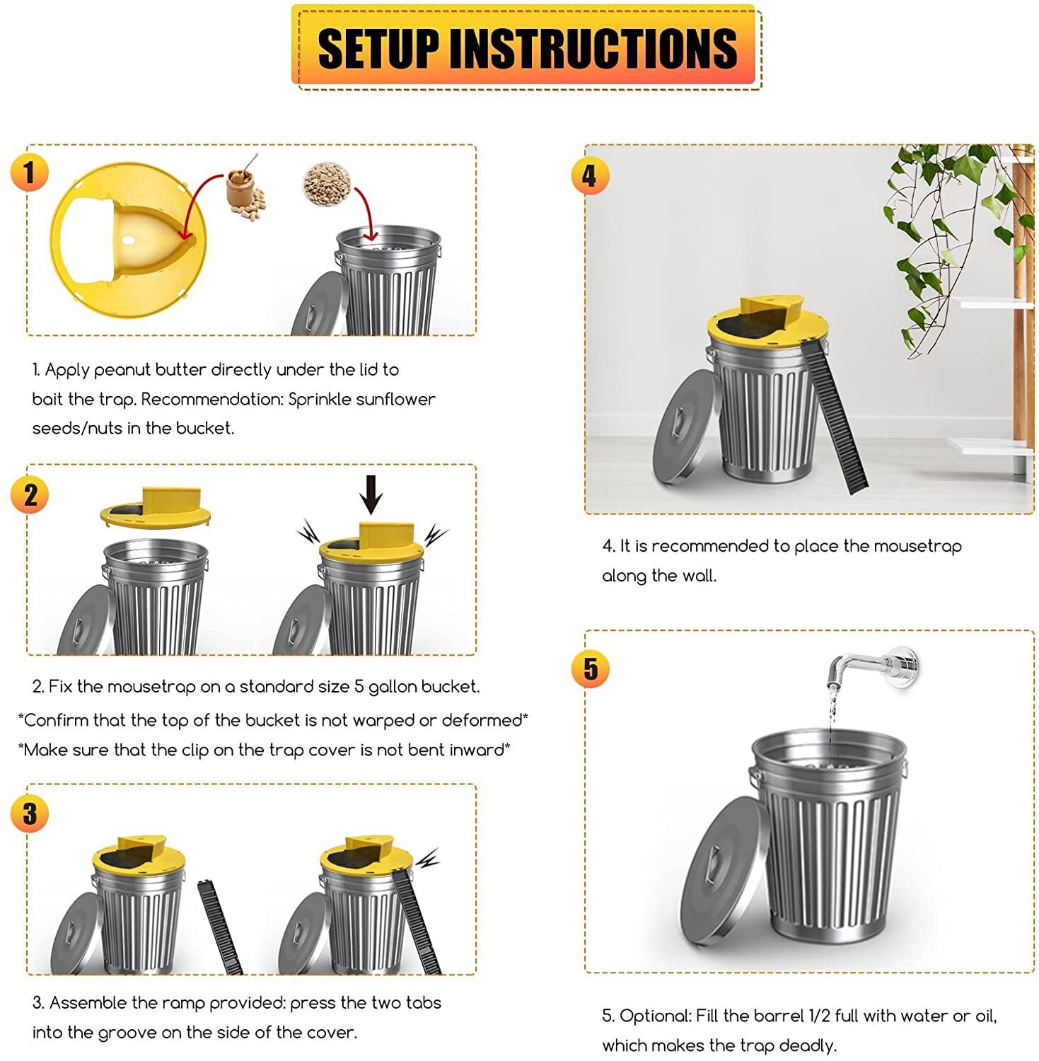 2x Mice Trap Reusable Smart Bucket Lid Mouse Rat trap Auto Reset