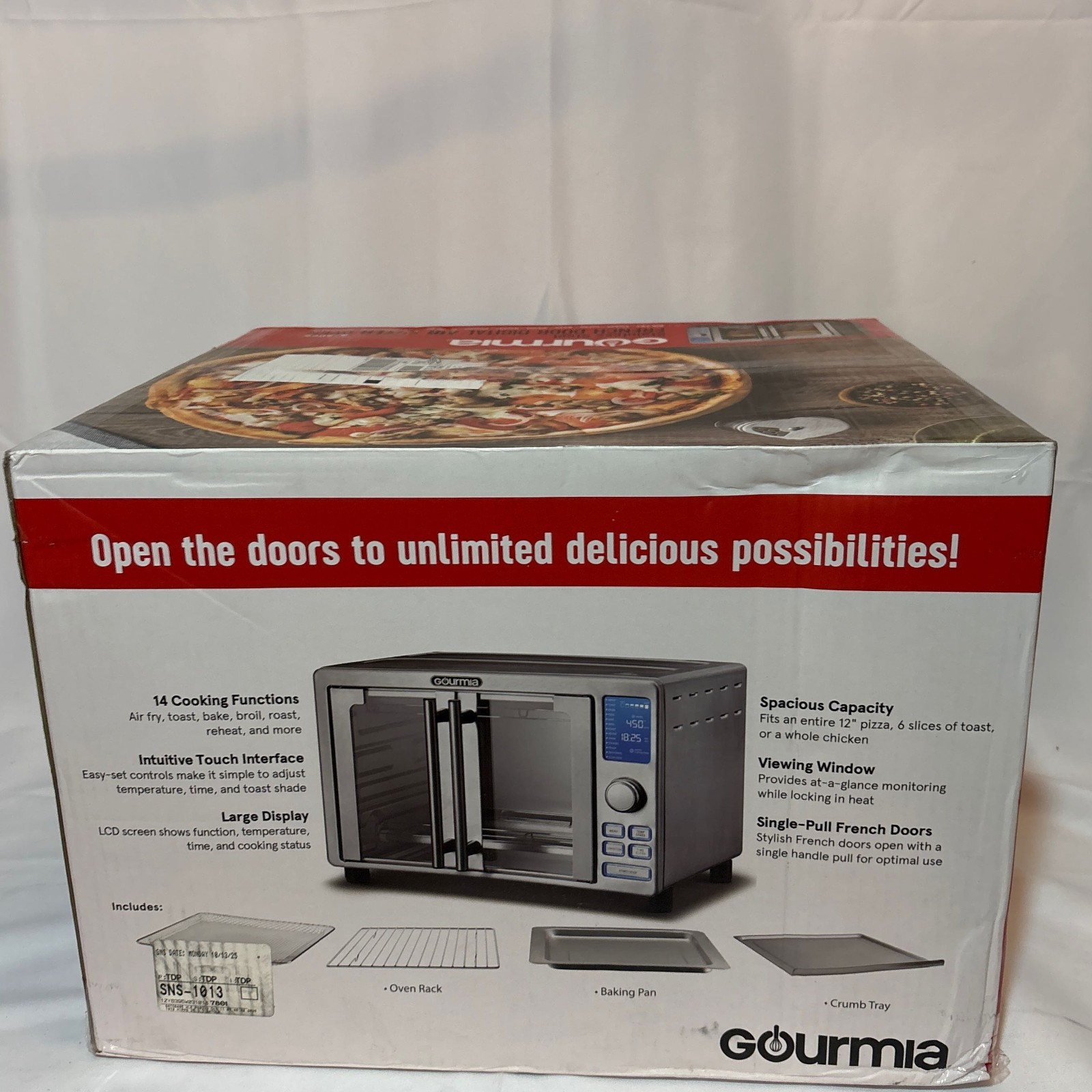 Gourmia GTF7520 Stainless Steel French Door Air Fryer Oven, 24L 6-Slice