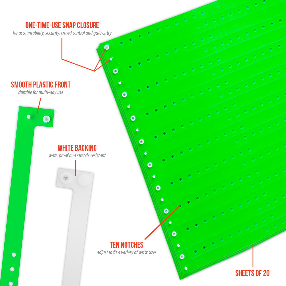 Plastic Wristbands 500 or 1,000 Count - Choose your Color - Security Bracelets