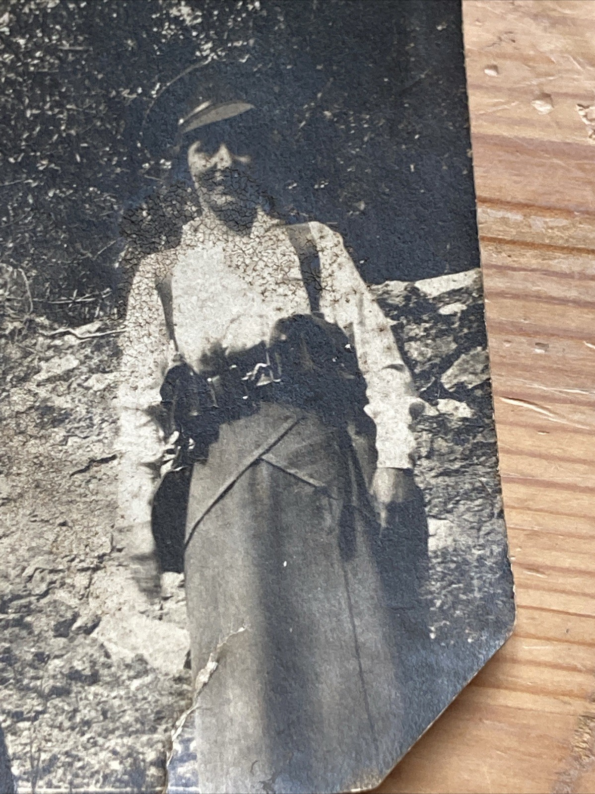 WWI era Photo Two Women In Army Gear 8x8cm