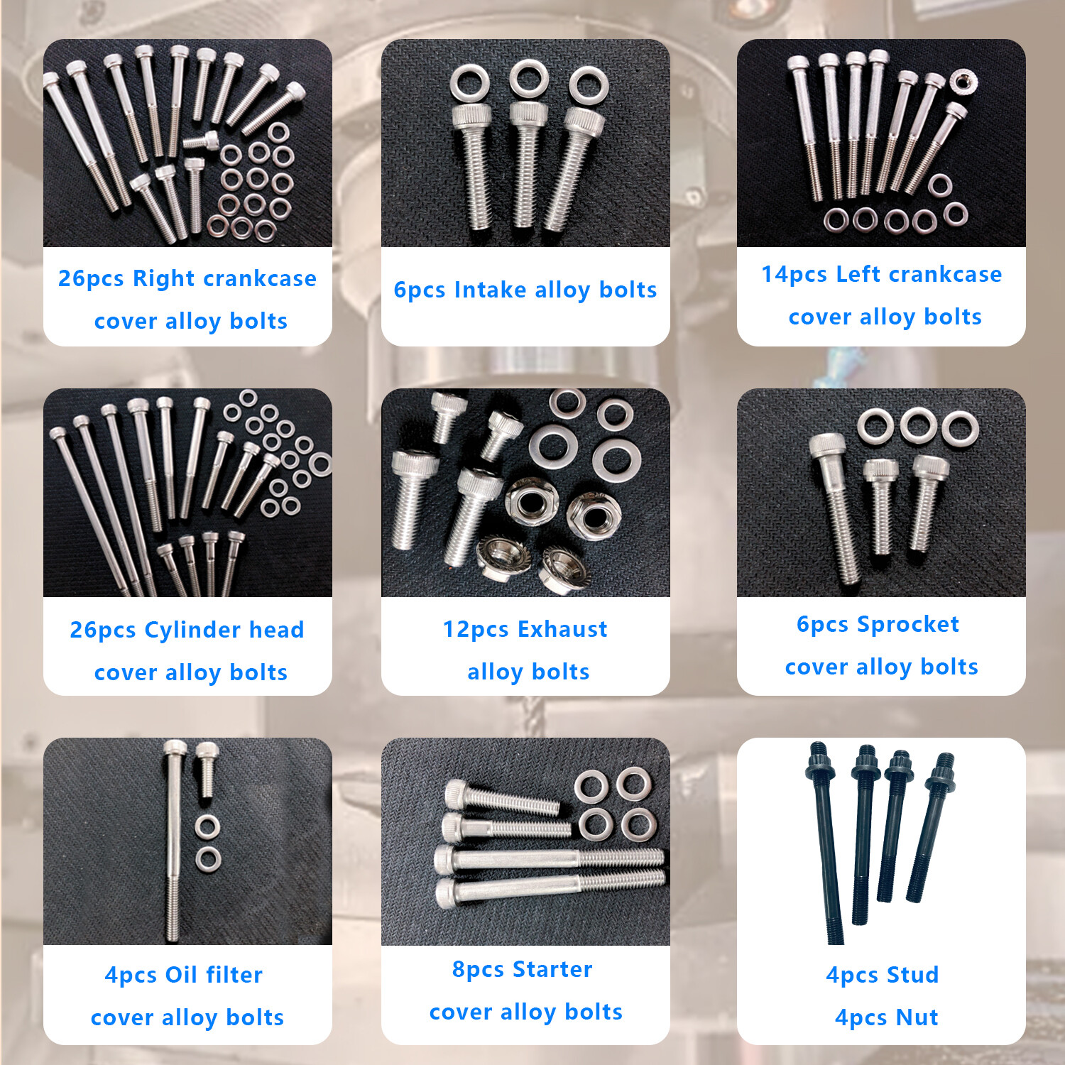 Cylinder Head Stud Nut Kit & Engine Bolts for Honda Sportrax 400 TRX400EX TRX400