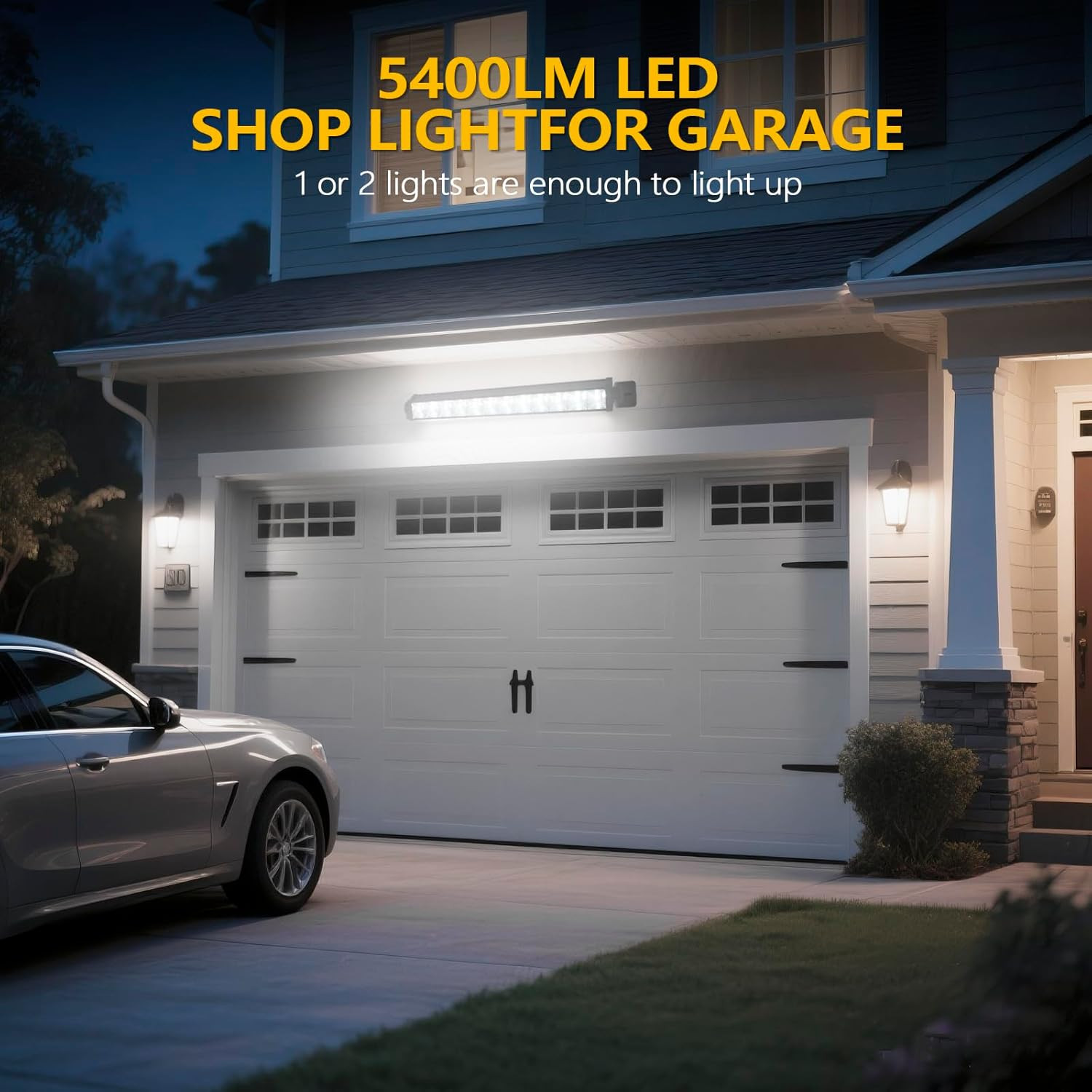 2 Pack 24W LED Shop Light Plug-In Garage Light with 6.5FT Cord