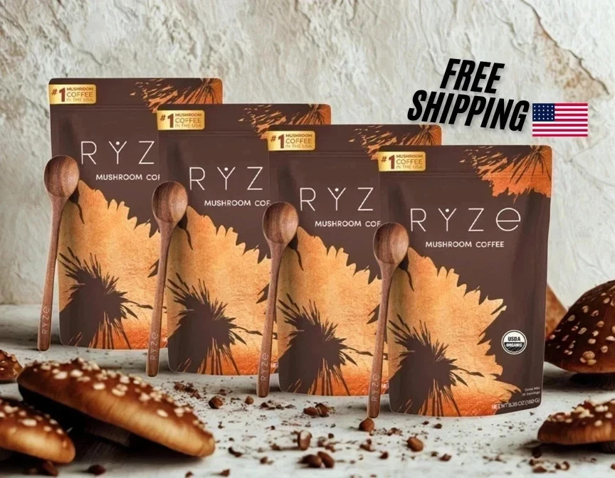 (PACK OF 4) Organic Ryse Mushroom Coffee*30 Servings Per Pack - Free Shipping!!