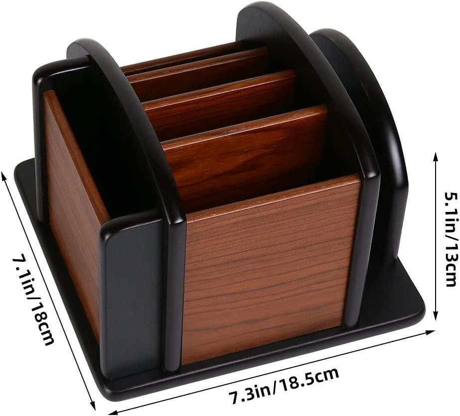 New Revolving Caddy Remote Control Organizer Wooden Storage Holder Box TV Stand