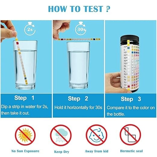 16 in 1 Drinking Water Test Kit Strips, 100 cnt. Home Water Quality Test for Tap