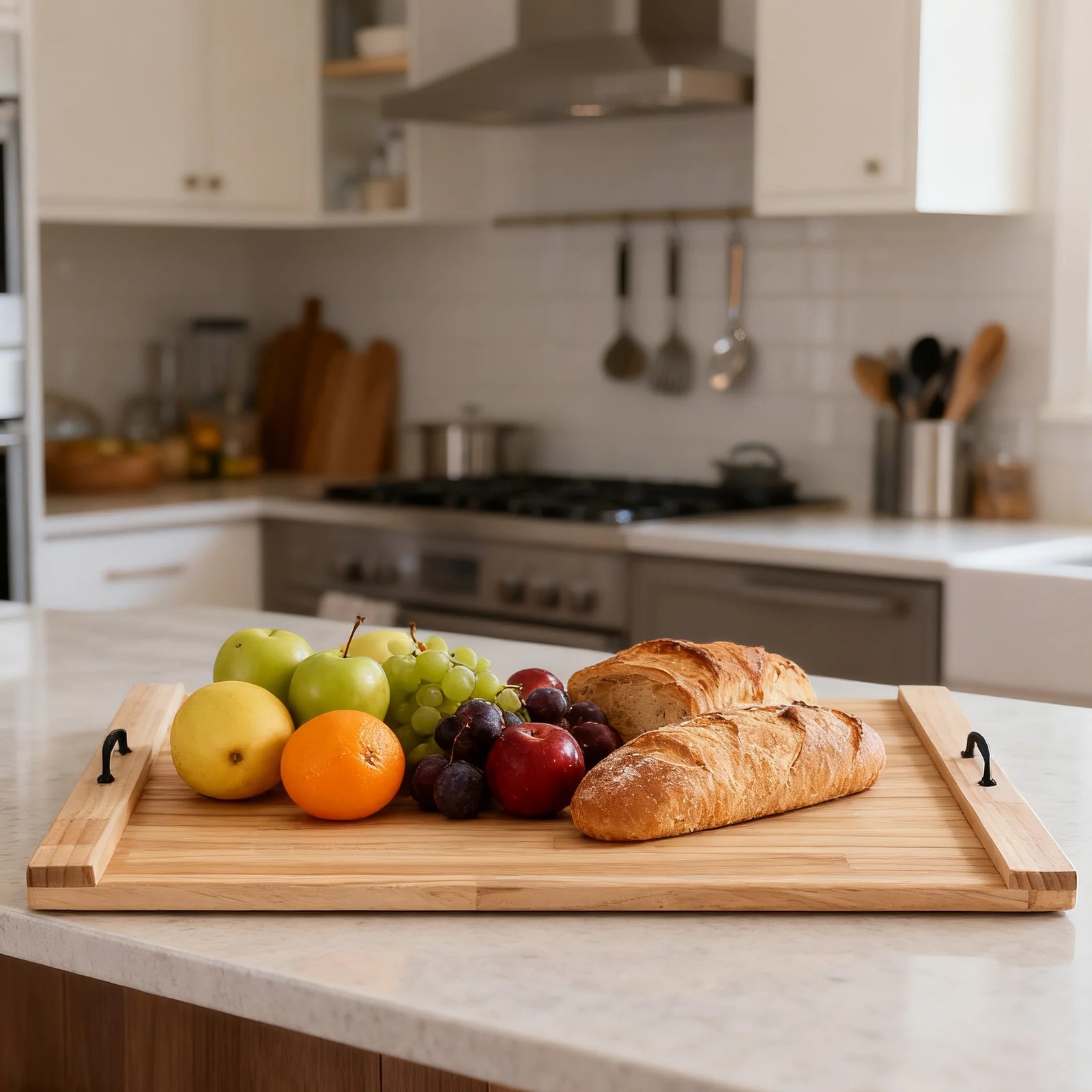 Wood Stove Top Cover Pine Noodle Board w/ Handles for Gas Electric Stove Top 30"